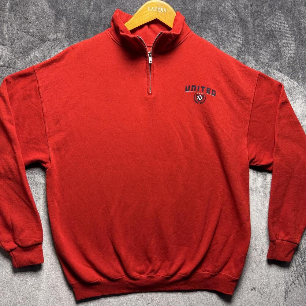 United Soccer Red Quarter Zip Sweatshirt Limited Edition Stars Stripes Large